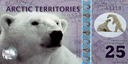 Territories Arctic 25 Polar Dollar 2017 UNC Polymer SECIMEN - Fictifs & Spécimens