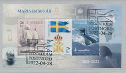 Sweden 2022. Facit # BL55 (3433-3435). Souvenir Sheet: 500 Years Of The Swedish Navy. With FDC - Neufs