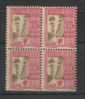 GUADELOUPE - 1928 - Taxe TT N°Yv. 29 - Allée Dumanoir 15c Carmin - Bloc De 4 - Neuf Luxe ** / MNH / Postfrisch - Impuestos