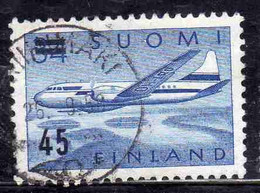 SUOMI FINLAND FINLANDIA FINLANDE 1959 SURCHARGED AIR POST MAIL AIRMAIL CONVAIR OVER LAKES 45 On 34m USED USATO OBLITERE' - Gebruikt