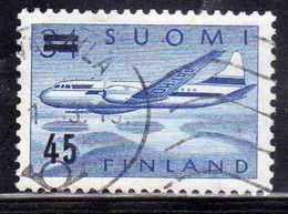 SUOMI FINLAND FINLANDIA FINLANDE 1959 SURCHARGED AIR POST MAIL AIRMAIL CONVAIR OVER LAKES 45 On 34m USED USATO OBLITERE' - Usati