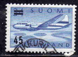 SUOMI FINLAND FINLANDIA FINLANDE 1959 SURCHARGED AIR POST MAIL AIRMAIL CONVAIR OVER LAKES 45 On 34m USED USATO OBLITERE' - Gebraucht