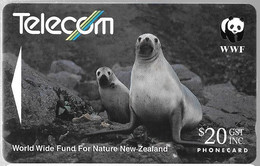 CARTE-MAGNETIQUE-New Zelande-20$--WWWF-LIONS De Mer-Utilisé-TBE - Delfini