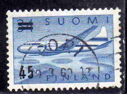 SUOMI FINLAND FINLANDIA FINLANDE 1959 SURCHARGED AIR POST MAIL AIRMAIL CONVAIR OVER LAKES 45 On 34m USED USATO OBLITERE' - Usati