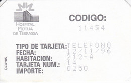 TARJETA DE ESPAÑA DE HOSPITAL PARA TELEFONO Y TV (CARTON) 250 PESETAS - Other & Unclassified