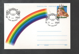 321EML - SAN MARINO , Cartolina Postale Con Annullo "Milanofil 10.3.2000" - Briefe U. Dokumente