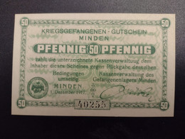 Billet 50 Pfennig LAGERGELD MONNAIE DE CAMP PRISONNIER DE GUERRE Kriegsgefangenenlager MINDEN 1917 - Andere & Zonder Classificatie