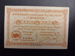 Billet 5 Mark LAGERGELD MONNAIE DE CAMP PRISONNIER DE GUERRE Kriegsgefangenenlager MINDEN 1916 - Sonstige & Ohne Zuordnung