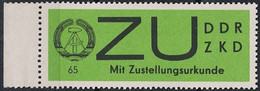 DDR GDR RDA - ZKD (D) Zustellungsurkunde (MiNr: 2x)  1965 - Postfrisch ** MNH - Nuevos