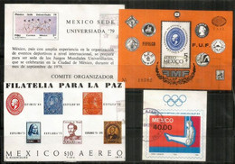 MEXIQUE. Quatre (4) Blocs-Feuillets, Oblitérés, 1 ère Qualité (Olympiades Et Jeux Sportifs Universitaires) Lot # 1 - Vrac (max 999 Timbres)