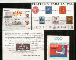 MEXIQUE. Quatre (4) Blocs-Feuillets, Oblitérés, 1 ère Qualité (Olympiades Et Jeux Sportifs Universitaires) Lot # 2 - Vrac (max 999 Timbres)