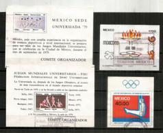 MEXIQUE. Quatre (4) Blocs-Feuillets, Oblitérés, 1 ère Qualité (Olympiades Et Jeux Sportifs Universitaires) Lot # 4 - Vrac (max 999 Timbres)