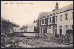 +++ CPA - PERONNES - Intérieur Du Village - 1917 - Timbre Occupation  // - Binche