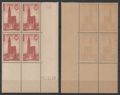 # 443 "CATHEDRALE DE STRASBOURG"  EN BLOC DE 4 COIN DATE ** / COTE 10.00 €  (ref T2108) - 1930-1939