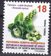 REPUBLIC OF MACEDONIA, 2021, STAMPS, MICHEL 961 - BRUSSELS SPROUT, Vegetables, Food, Plants + - Groenten