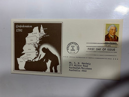 (1 M 42) USA FDC Covers (with Insert) - John Hanson (1 Cover) 1981 - 1981-1990