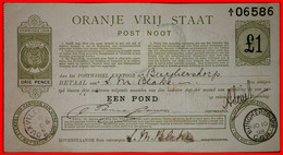 ~ SOUTH AFRICA: FREE ORANGE STATE ORANJE VRIJ STAAT★ 1 POND POUND 1898 CAPE COLONY! CRISP! RARE★ LOW START ★ NO RESERVE! - Afrique Du Sud