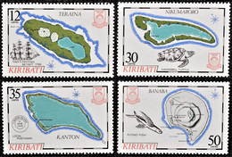 Kiribati 1984  Kiribati Islands Maps  Mapas De Islas Kiribati  Mi 435/38  Yv 114/17  MNH  NEW** - Kiribati (1979-...)