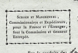 1801 PROTESTANTISME SCHOEN & MANSBENDEL MULHAUSEN MULHOUSE Haut Rhin Pour Chevalier Colmar Ballots De Drap B.E. V.SCANS - 1800 – 1899