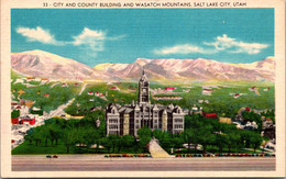 Utah Salt Lake City City And County Building And Wasatch Mountains - Salt Lake City