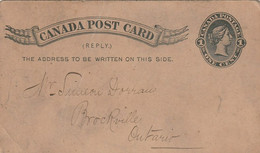 Postage Paid Post Card To Brockville, Ontario 1886  Queen Victoria - Brockville