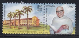 India 2010 Triguna Sen National Board Of Education Se-tenant 2v Set Of Rs.5.00 Stamps MNH - Sonstige & Ohne Zuordnung