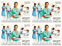 India 2011 THE TRAINED NURSES OF INDIA BLOCK Of 4 MNH P. O Fresh & Fine, Rare - Secourisme