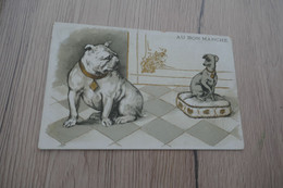 Grand Chromo Ancien Au Bon Marché Chiens Dog Bull Dogue - Au Bon Marché