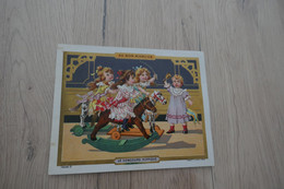 Grand Chromo Ancien Au Bon Marché Enfant Litho Jeux Anciens Le Concours Hippique Chevaux Bascule - Au Bon Marché