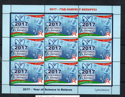 SCIENCE -BELARUS -  2017 - SCIENCE YEAR SHEETLET OF 9  MINT NEVER HINGED - Atome