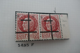 France Variété Charnière TP Pétain N°516 Croix De Lorraine Timbre Libération Sans F Tenant à Normal - Unused Stamps