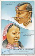 Chromo Litho Eskimo Girl Nunivek Bering And Sango Woman Oubangui With Strange Nose And Lip Piercing - Autres & Non Classés