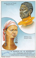 Chromo Litho Padang Girl Burma And Bwaka Woman Belgian Congo With Strange Neck And Ear Piercing - Myanmar (Burma)