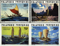 43552 MNH POLINESIA FRANCESA 1976 PIRAGUAS ANTIGUAS - Usati