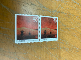 Japan Stamp MNH Booklet Pair Temple - Unused Stamps