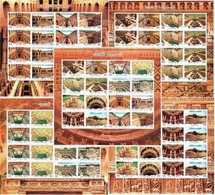 India 2017 STEPWELLS / Indian Gardens 4 SHEETLETS + 1 MINIATURE SHEET MS (TOTAL 5) MNH P.O Fresh & Fine As Per Scan - Andere & Zonder Classificatie