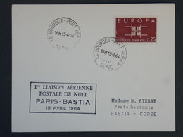 BI 3 FRANCE BELLE LETTRE RR 1964  1ER VOL PARIS  A  BASTIA CORSE + AFFRANCH. PLAISANT - 1960-.... Briefe & Dokumente