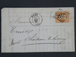 BI 3 FRANCE BELLE LETTRE  1867 REIMS A CHATEAU THIERRY + +N°23++ AFFRANCH. INTERESSANT - 1862 Napoleon III