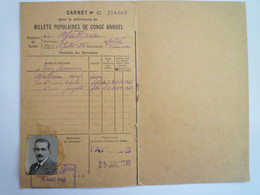 2022 - 4156  CARNET  Pour La Délivrance De BILLETS POPULAIRES DE CONGE ANNUEL  1939   XXX - Non Classés
