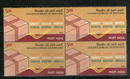 India 2022 Golden Jubilee Of Pincode BLK/4 MNH - Postcode