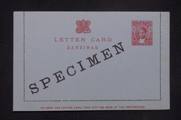 ZANZIBAR - Entier Postal Avec Surcharge Spécimen - L 133556 - Zanzibar (...-1963)