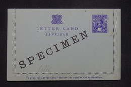 ZANZIBAR - Entier Postal Avec Surcharge Spécimen  - L 133569 - Zanzibar (...-1963)