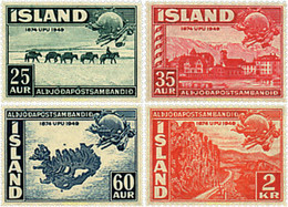 216678 HINGED ISLANDIA 1949 75 ANIVERSARIO DE LA UPU - Collections, Lots & Séries