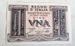 1 LIRA 1939 FDS DA MAZZETTA IL NUMERO DI SERIE VARIA - Italië – 1 Lira