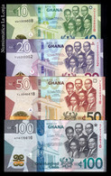 Ghana Set 4 Banknotes 10 20 50 100 Cedis 2022 Pick 47-50 New Date SC UNC - Ghana