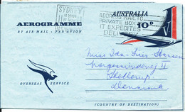 Australia Aerogramme Sent To Denmark Sydney 17-11-1965 - Aerogramme