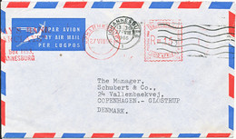 South Africa Air Mail Cover With Meter Cancel Sent To Denmark Johannesburg 27-8-1966 - Airmail