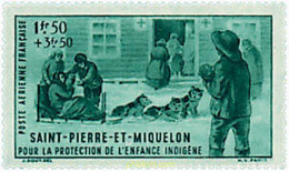 673282 HINGED SAN PEDRO Y MIQUELON 1942 PRO OBRAS DE PROTECCION DE LA INFANCIA INDIGENA - Usati