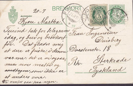 Norway Uprated Postal Stationery Ganzsache Entier 5 Øre Posthorn PORSGRUND 1914 STERKRADE Germany (2 Scans) - Postwaardestukken