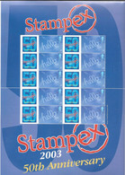 GB  STAMPEX Smilers Sheets  2003 50th Anniversary  Hallo Stamps (Rare) - Smilers Sheets